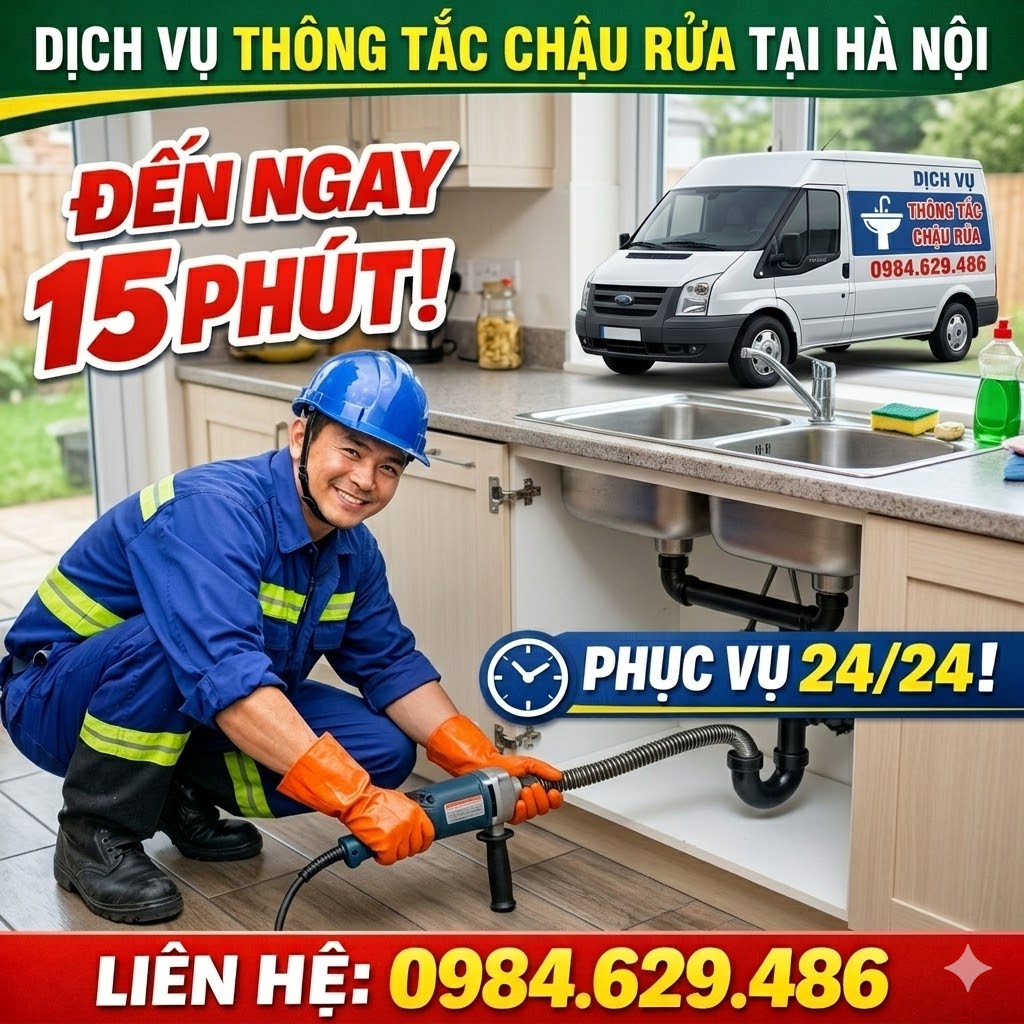 Dịch vụ thông tắc chậu rửa bát bị nghẹt mỡ