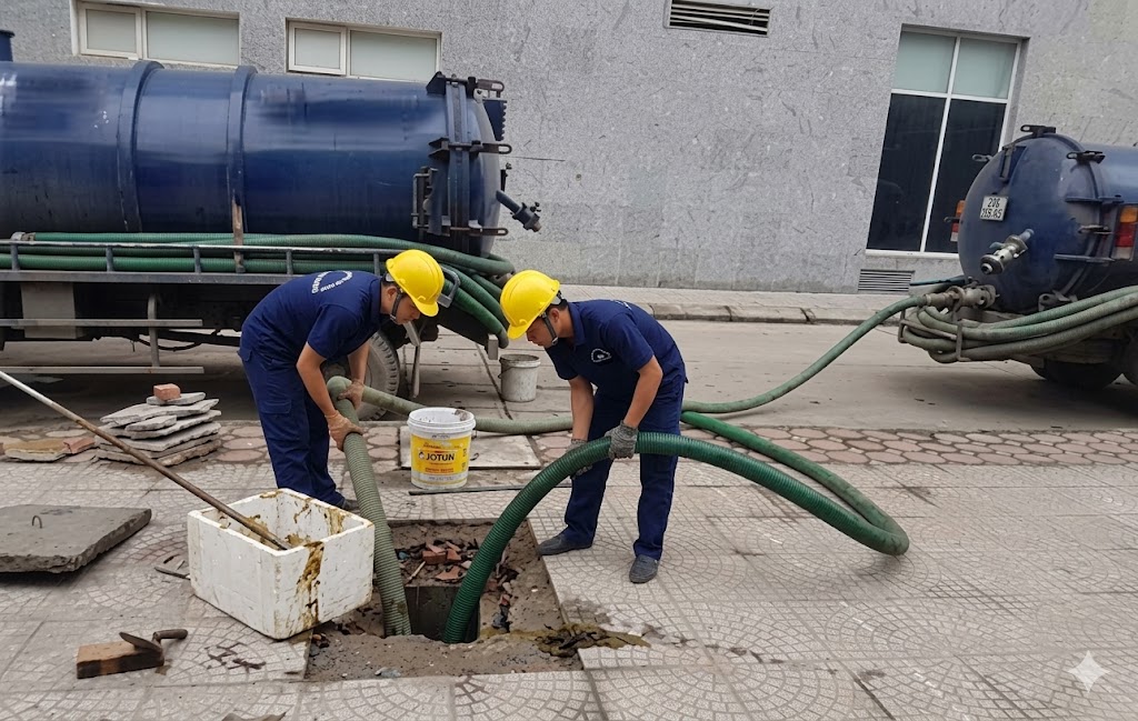 Dàn xe hút hầm cầu công nghệ chân không hiện đại