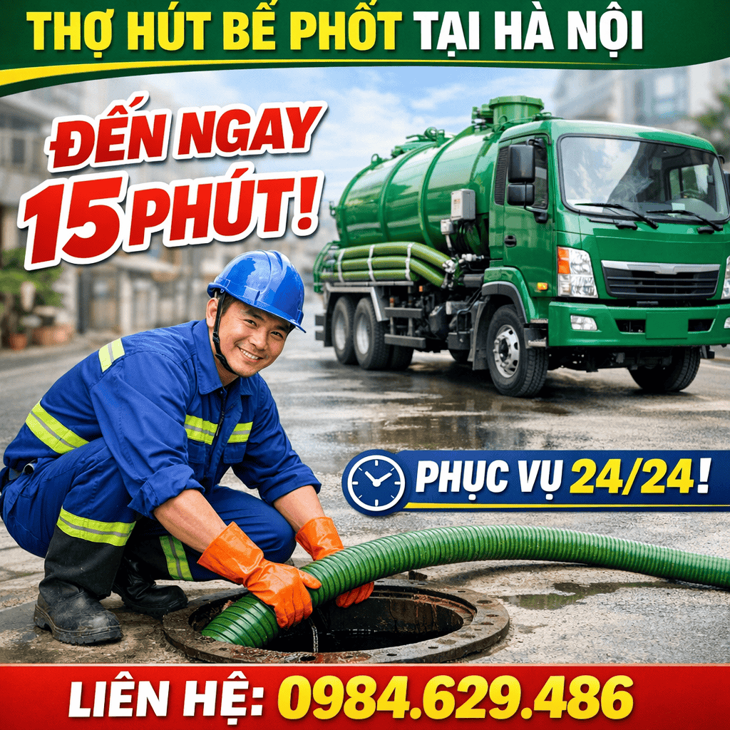 Dịch vụ hút bể phốt Phú Xuyên uy tín chuyên nghiệp