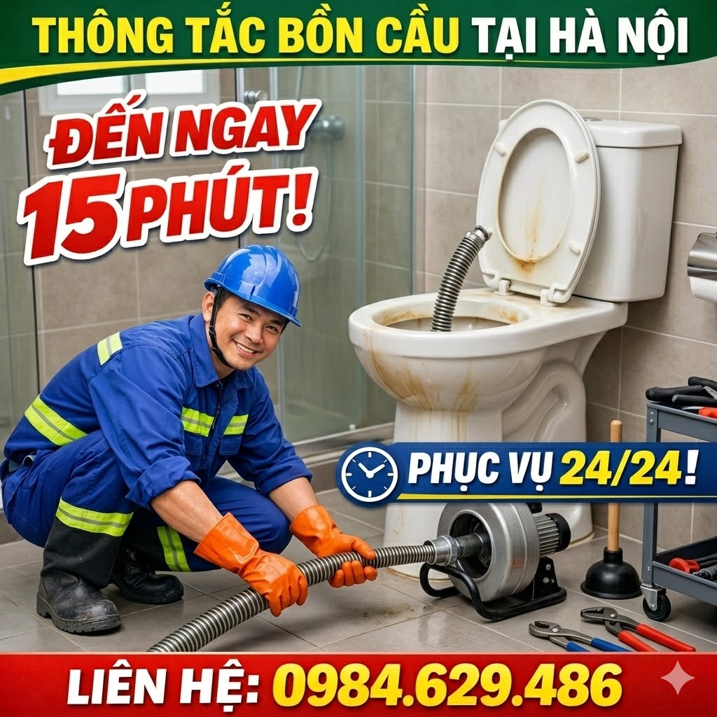 Thi công thông tắc bồn cầu chuyên nghiệp, an toàn